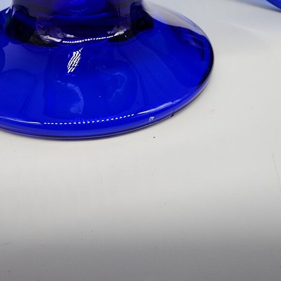 Luminarc French Cobalt Blue Parfait Glass Ice Cream Cup Lot 4 Scalloped VTG - Picture 9 of 10